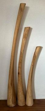 3 artistieke massief houten kandelaars, Ophalen of Verzenden, Zo goed als nieuw