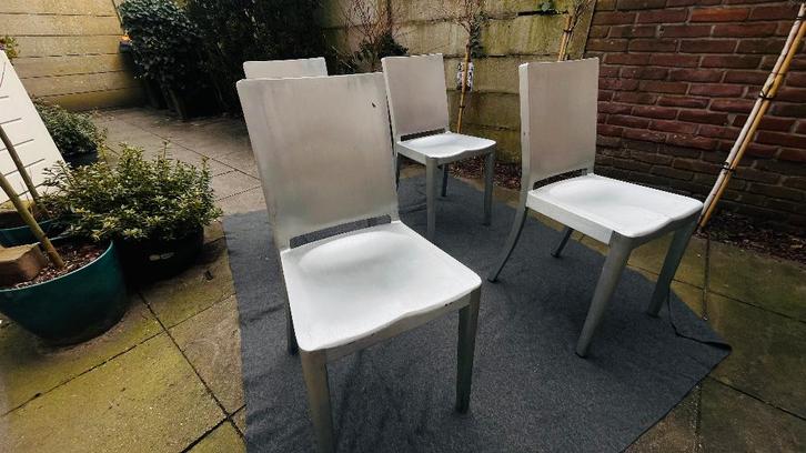 Emeco Hudson Philippe Starck, Huis en Inrichting, Stoelen, Gebruikt, Vier, Overige materialen, Grijs, Ophalen