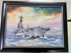 klassiek schilderij HMS Karel Doorman, Antiek en Kunst, Ophalen of Verzenden
