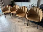 Eetkamerstoelen 4 stuks goud/geel/okergeel., Huis en Inrichting, Stoelen, Ophalen, Zo goed als nieuw, Overige kleuren