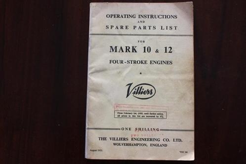 VILLIERS MARK 10 & 12 four stroke engines 1955 instruction, Motoren, Handleidingen en Instructieboekjes, Overige merken, Ophalen of Verzenden