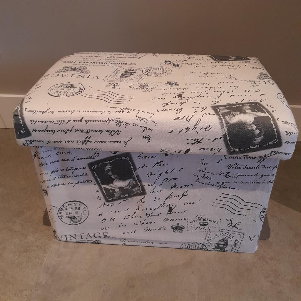 Opbergpoef Box Brocante Franse Stijl, Brocante, Frans, 50 tot 75 cm, Ophalen of Verzenden, Zo goed als nieuw
