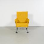 8x Montis Charly Fauteuil Okergeel Leder - Grijs/Wielen, Niet ingevuld, Gebruikt, Minder dan 75 cm, Niet ingevuld
