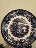 Antiek blauw bord Amazon 1851 diameter 36cm, Antiek en Kunst, Antiek | Porselein, Ophalen of Verzenden
