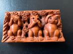 Houten Netsuke van drie katten horen zien en zwijgen  Japan, Antiek en Kunst, Ophalen of Verzenden