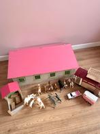 Grote Schleich paardenstal manege met woonwagen en paarden, Ophalen, Zo goed als nieuw