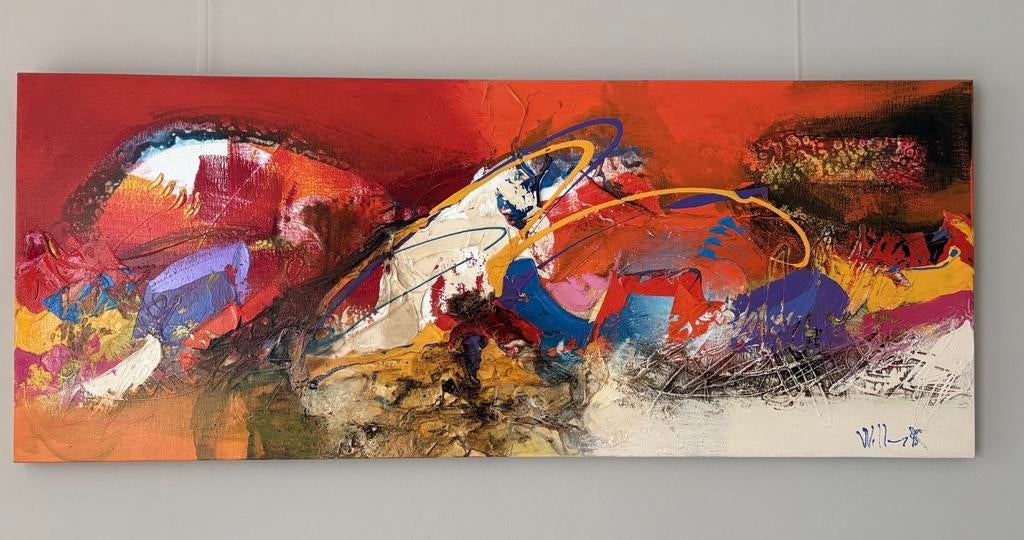 Schilderij William Malucu incl. Certificaat van echtheid, Antiek en Kunst, Kunst | Schilderijen | Abstract, Ophalen