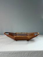 Vintage teakhouten & bamboe mcm schaal l34cm, Huis en Inrichting, Woonaccessoires | Schalen en Manden, Schaal, Ophalen of Verzenden