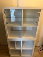 Kallax kast (dubbel) met glazen deurtjes, Ophalen, Kunststof, Gebruikt, 150 tot 200 cm