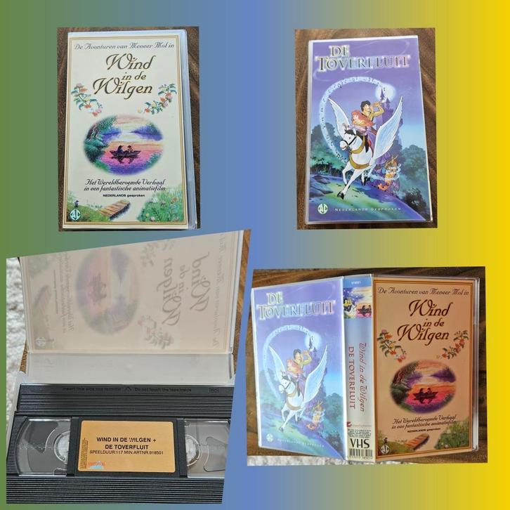 De Toverfluit & Wind in de wilgen VHS, 2 films! Sint/Kerst!, Cd's en Dvd's, VHS | Kinderen en Jeugd, Zo goed als nieuw, Tekenfilms en Animatie