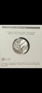 1 OZ zilveren munt - Majestic Eagle / Mongolia, Ophalen of Verzenden, Zilver