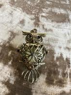 metalen uilenbedel -hanger, medaillon, met seleniet kraal, Sieraden, Tassen en Uiterlijk, Bedels, Overige merken, Nieuw, 4 bedels of meer