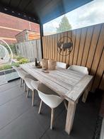 Houten tuintafel Rough met 6 Hartman Sophie stoelen, Tuin en Terras, Tuintafels, Ophalen, Gebruikt, Rechthoekig, Hout