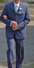 Trouwpak driedelig  blauw, Ophalen of Verzenden, Gedragen, Overige kleuren, Trouwpak