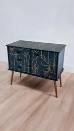 Dressoir in blauw en koper, Ophalen of Verzenden, Zo goed als nieuw, 25 tot 50 cm, Glas