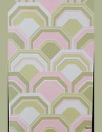 5032 seventies behang geometrisch roze groen wit retro swiet, Huis en Inrichting, Stoffering | Behang, Verzenden, Minder dan 10 m²