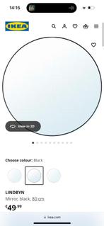 IKEA lindbyn spiegel rond zwart badkamer 80cm, Ophalen, Rond, Zo goed als nieuw, 75 tot 100 cm