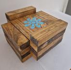 Set van 4 robuuste houten onderzetters *NIEUW* a, Huis en Inrichting, Woonaccessoires | Onderzetters, Ophalen of Verzenden, Nieuw
