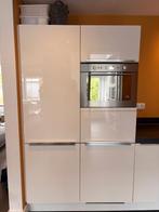 Moderne witte hoogglans hoekkeuken+ WHIRLPOOL GEDEMONTEERD, Wit, Hoekkeuken, Ophalen of Verzenden, Kunststof