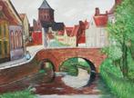 F. D. Clerck, Brugge, De Sleutel Brug. 50/40 cm., Antiek en Kunst, Kunst | Schilderijen | Klassiek, Ophalen