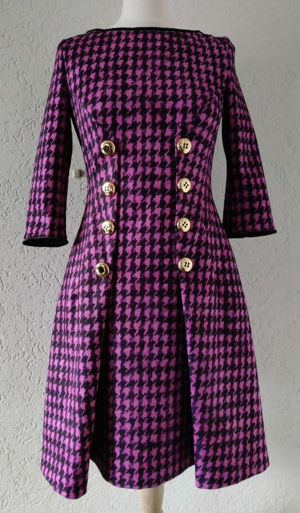 Maria Grazia Severi jurk zwart/roze pied de poule motief, Kleding | Dames, Jurken, Zo goed als nieuw, Maat 36 (S), Roze, Boven de knie