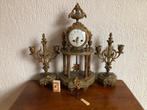 Antieke driedelige marmer bronzen penduleklok portiek klok, Ophalen of Verzenden