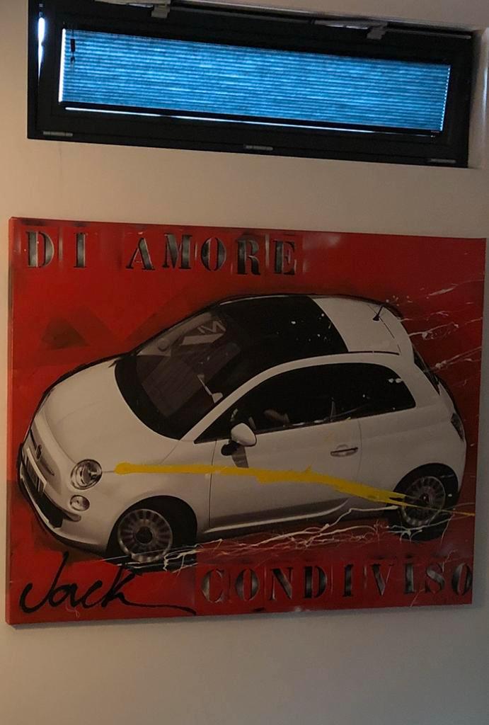 Jack Liemburg - Schilderij Fiat 500, Antiek en Kunst, Kunst | Schilderijen | Modern, Ophalen