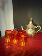 Marokkaanse theepot met glazen, Huis en Inrichting, Keuken | Servies, Glas of Glazen, Ophalen of Verzenden, Overige stijlen, Glas