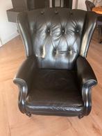 Relax fauteuil zwart leer, Huis en Inrichting, Fauteuils, Ophalen, Zo goed als nieuw, 75 tot 100 cm