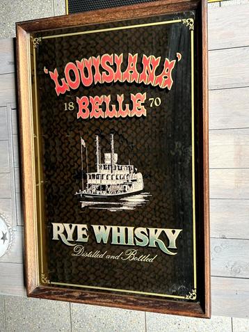 Vintage Louisiana Belle Rye Whisky reclame spiegel beschikbaar voor biedingen