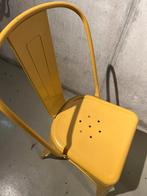 Mooie gelen metalen vintage stoel., Huis en Inrichting, Stoelen, Ophalen, Gebruikt, Overige kleuren, Vintage industrieel