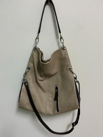 Tas54 - Beige-bruine leren tas (1) beschikbaar voor biedingen