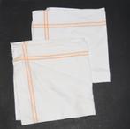 2 Grote Linnen Servetten met brique strepen, Ophalen of Verzenden, Beige, Overige typen