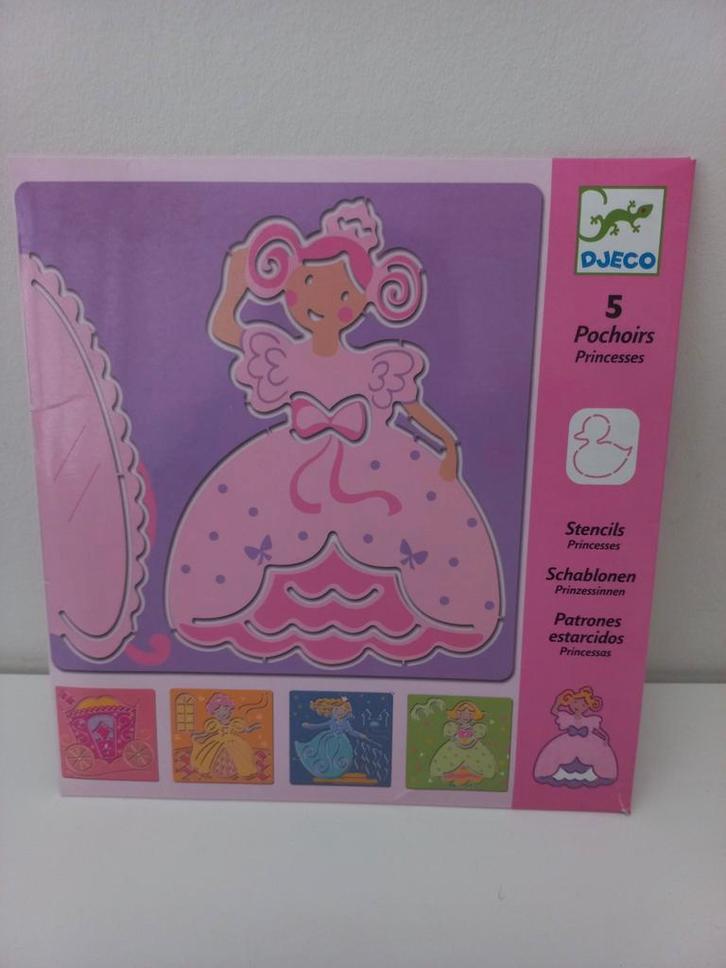 Djeco Sjablonen (5 in 1 verpakking) - Prinsessen, Kinderen en Baby's, Speelgoed | Educatief en Creatief, Gebruikt, Knutselen, Ophalen of Verzenden