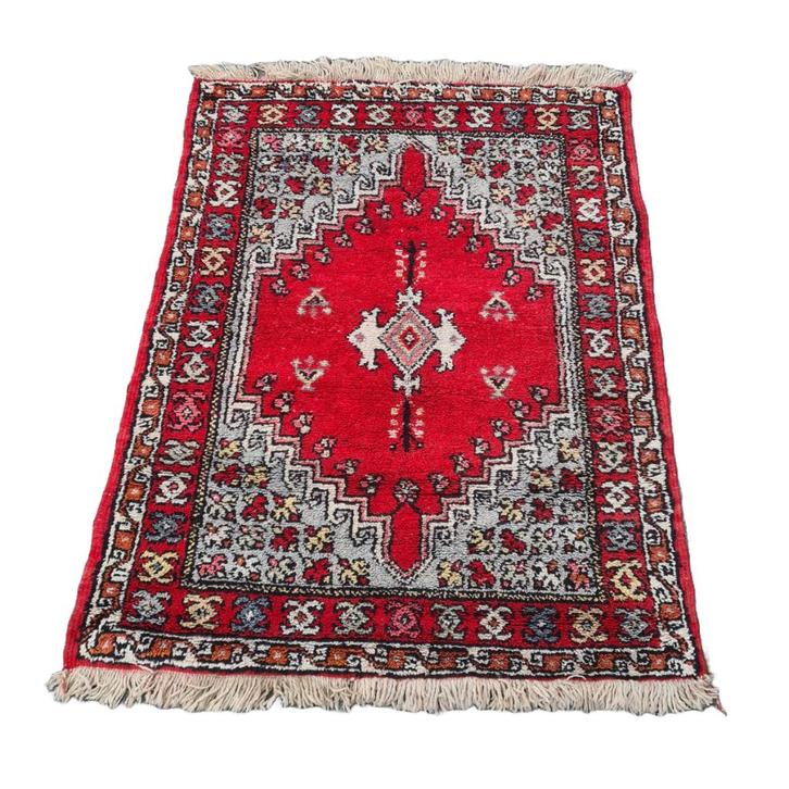 Vintage handgeknoopt wollen Marokkaans tapijt, jaren 70/80, Huis en Inrichting, Stoffering | Tapijten en Kleden, Gebruikt, 100 tot 150 cm