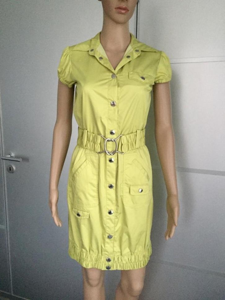 B498 Moschino: designer jurkje jurk Maat 36=S geel/groen, Kleding | Dames, Jurken, Zo goed als nieuw, Maat 36 (S), Geel, Knielengte