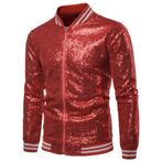 Heren rode glitter baseball jas / jack zomerjas glimmende, Kleding | Heren, Jassen | Zomer, Verzenden, Nieuw, Rood