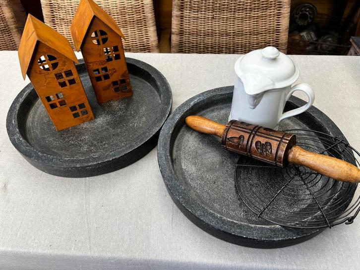 Zwart kaarsenplateau, rond decoratiebord, Huis en Inrichting, Woonaccessoires | Dienbladen, Zo goed als nieuw, Overige materialen