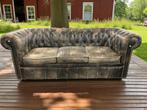 Vintage lederen Chesterfield, driezits bank # 9263, Ophalen, Gebruikt, C, C