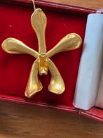 Risis hanger Orchidee gold plated, Sieraden, Tassen en Uiterlijk, Broches, Ophalen of Verzenden, Zo goed als nieuw, Goud