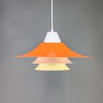 Vintage Scandinavische Hanglamp in Oranje, Geel & Wit, Mid century modern, Ophalen of Verzenden, Zo goed als nieuw, 75 cm of meer