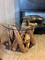salontafel teakhout glazen blad  !showroom uitverkoop!, Ophalen, Nieuw