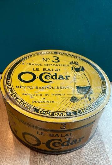 Oud verpakkingsblik Le Balai O Cedar jaren ‘20 beschikbaar voor biedingen