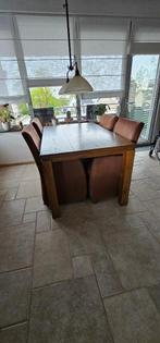 Eettafel + 4 Armstoeltjes met parketwieltjes, Huis en Inrichting, Tafels | Eettafels, 50 tot 100 cm, 150 tot 200 cm, Gebruikt