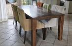Massief houten eettafel + 6 luxe stoelen – topstaat!, Huis en Inrichting, Tafels | Eettafels, Ophalen, Gebruikt, Eikenhout, 200 cm of meer