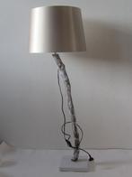 Houten vloerlamp, hoogte 110 cm. Diverse stoffen kappen., 100 tot 150 cm, Gebruikt, Hout, Ophalen