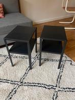 2 Zwarte Bijzettafeltjes, Huis en Inrichting, Minder dan 55 cm, Metaal of Aluminium, Vierkant, Zo goed als nieuw
