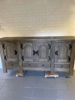 Gezandstraalde massief eiken buffetkast/dressoir, Ophalen, Gebruikt, 100 tot 150 cm, 150 tot 200 cm