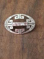 Art deco zilveren broche met zirkonia's, 4 tot 7 cm, Ophalen of Verzenden, Zo goed als nieuw, Met edelsteen