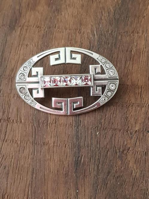 Art deco zilveren broche met zirkonia's, Sieraden, Tassen en Uiterlijk, Broches, Zo goed als nieuw, Zilver, Zilver, 4 tot 7 cm